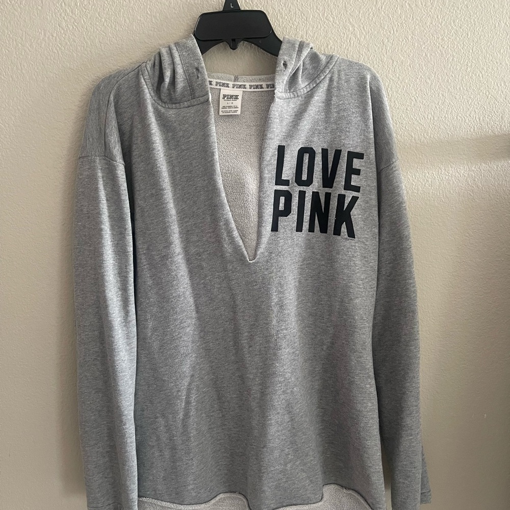 PINK Victoria's Secret Love Pink Gray Sweatshirt